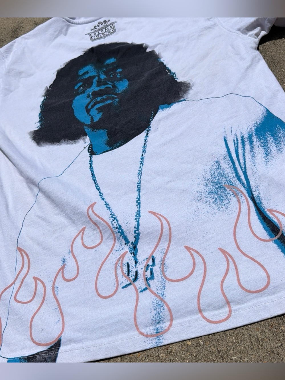 Primitive OutKast White Short-Sleeve Tee with Blue & Black Graphic on both sides - Picture 5 of 7